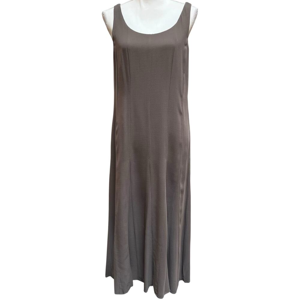 Eileen Fisher Silk Maxi Tank Dress Brown Sleeveless Scoop Neck Women’s S